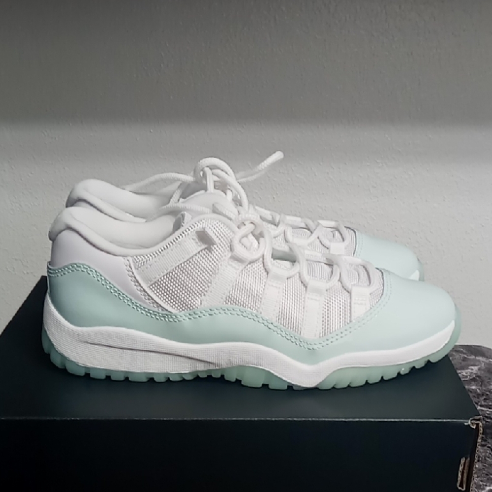 COPY - GS Size 3Y Jordan 11 Retro Lows White and Mint Sneakers Brand New